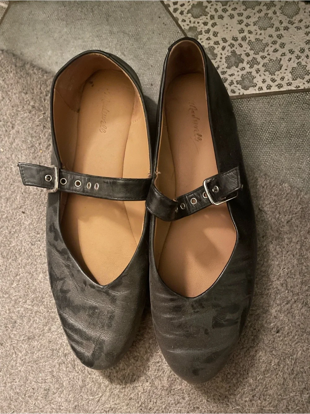 Madewell Black leather Mary Jane Flats with Buckle Strap